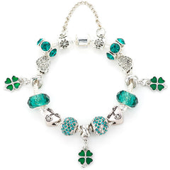 Jindian Simple, Green Series, Lucky Clover Pendant Bracelet