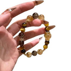 Let you have good luck and more wealth. Natural yellow tower crystal, golden tiger eye yellow crystal, original design bracelet