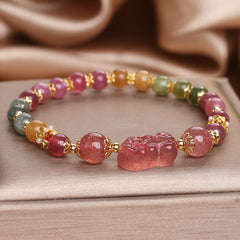 2025 Love, Transshipment, Natural Rainbow Candy Color Bracelet Peach Blossom Crystal Bracelet for Girlfriend, Girlfriend Gifts