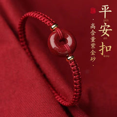 Healthy buckle red string bracelet hand-woven peaceand health bracelet cinnabar bracelet