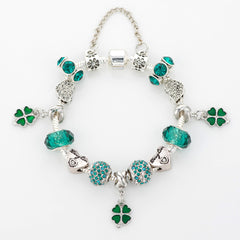 Jindian Simple, Green Series, Lucky Clover Pendant Bracelet
