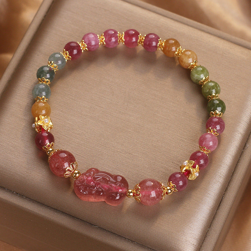 2025 Love, Transshipment, Natural Rainbow Candy Color Bracelet Peach Blossom Crystal Bracelet for Girlfriend, Girlfriend Gifts