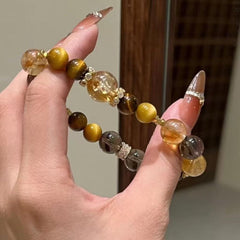 Let you have good luck and more wealth. Natural yellow tower crystal, golden tiger eye yellow crystal, original design bracelet